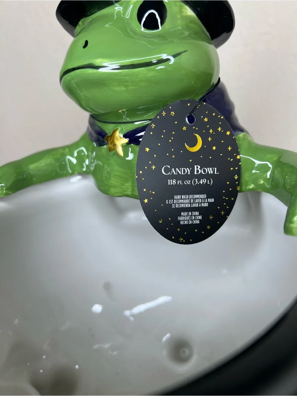 NEW 11” Haunted Halloween Wizard Frog Cauldron Candy Bowl